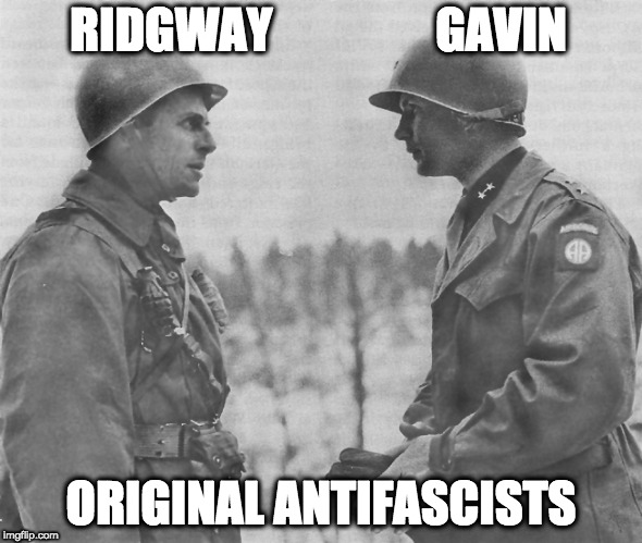 Ridgway and Gavin, original antifascists | RIDGWAY                 GAVIN; ORIGINAL ANTIFASCISTS | image tagged in antifa | made w/ Imgflip meme maker