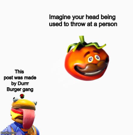 Durr Burger vs. Pizza Pit | Imagine your head being used to throw at a person; This post was made by Durrr Burger gang | image tagged in beef boss,durr burger,tomatohead,pizza pit | made w/ Imgflip meme maker