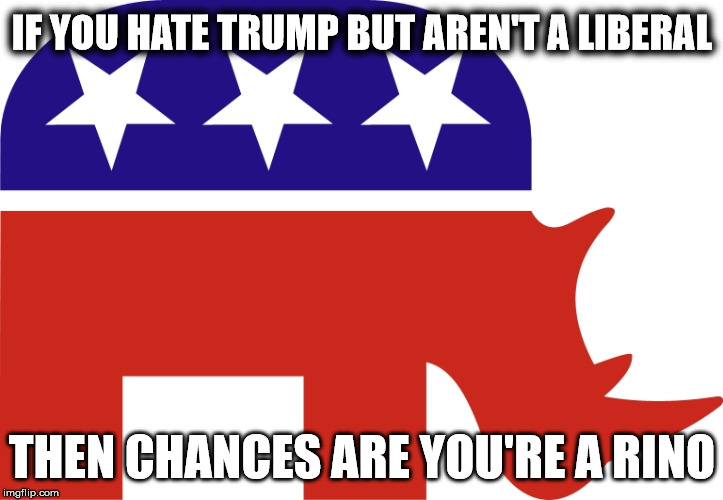 IF YOU HATE TRUMP BUT AREN'T A LIBERAL THEN CHANCES ARE YOU'RE A RINO | made w/ Imgflip meme maker
