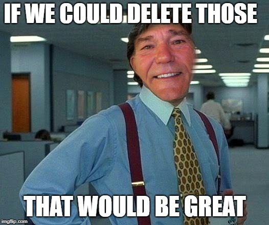 IF WE COULD DELETE THOSE THAT WOULD BE GREAT | image tagged in kewlew | made w/ Imgflip meme maker