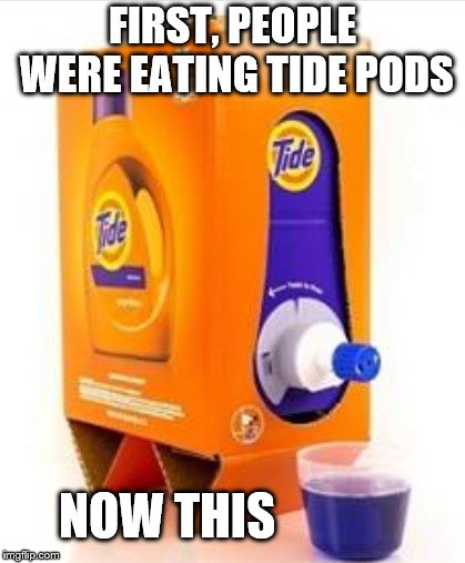 Tide's new Eco-Box | FIRST, PEOPLE WERE EATING TIDE PODS; NOW THIS | image tagged in tide box,drink copious amounts of wine,wine,tide pod challenge,tide pods | made w/ Imgflip meme maker