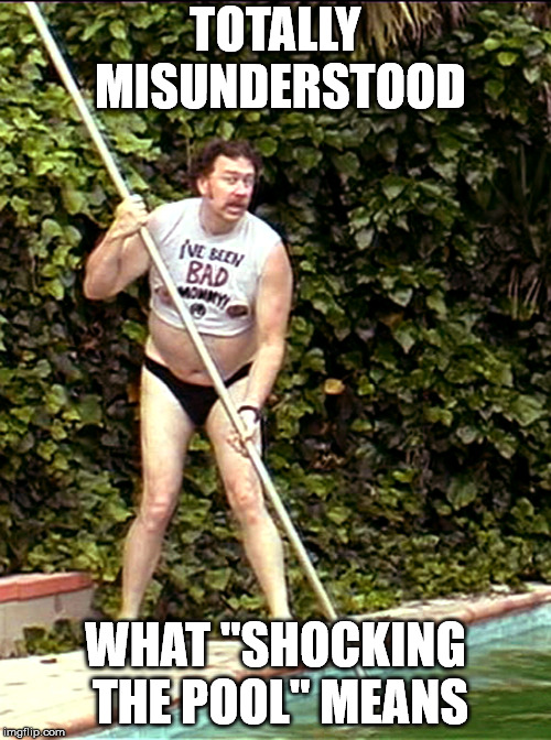 TOTALLY MISUNDERSTOOD; WHAT "SHOCKING THE POOL" MEANS | image tagged in ugly pool boy | made w/ Imgflip meme maker