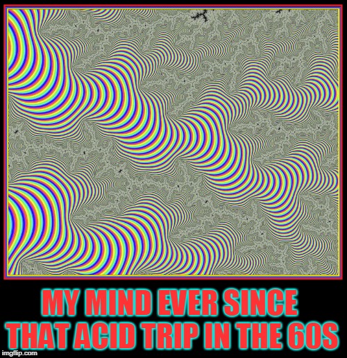 Please, Give Me a Moment to Collect my Thoughts | MY MIND EVER SINCE THAT ACID TRIP IN THE 60S | image tagged in vince vance,acid trip,lsd,dr timothy leary,1960's,hallucinogen | made w/ Imgflip meme maker