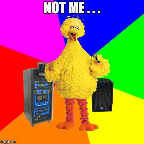 Wrong lyrics karaoke big bird | NOT ME . . . | image tagged in wrong lyrics karaoke big bird | made w/ Imgflip meme maker