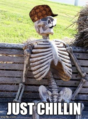 Waiting Skeleton | JUST CHILLIN | image tagged in memes,waiting skeleton,scumbag | made w/ Imgflip meme maker