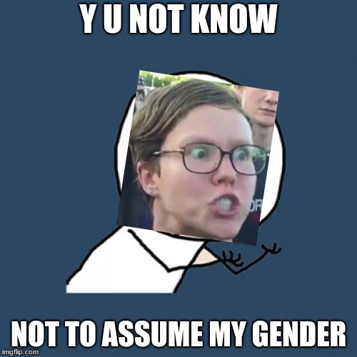 Y U NOvember, a socrates and punman21 event | Y U NOT KNOW; NOT TO ASSUME MY GENDER | image tagged in memes,y u no,politics,triggered feminist,triggered,political correctness | made w/ Imgflip meme maker