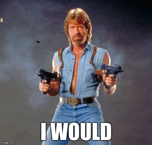 Chuck Norris Guns Meme | I WOULD | image tagged in memes,chuck norris guns,chuck norris | made w/ Imgflip meme maker