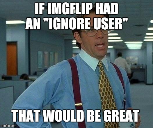 That Would Be Great Meme | IF IMGFLIP HAD AN "IGNORE USER"; THAT WOULD BE GREAT | image tagged in memes,that would be great | made w/ Imgflip meme maker