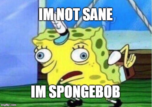 Mocking Spongebob | IM NOT SANE; IM SPONGEBOB | image tagged in memes,mocking spongebob | made w/ Imgflip meme maker