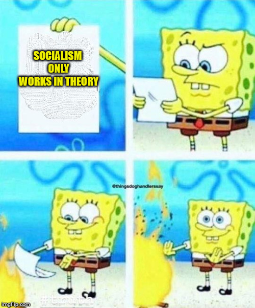 SOCIALISM ONLY WORKS IN THEORY | image tagged in spongebob squarepants,socialism | made w/ Imgflip meme maker