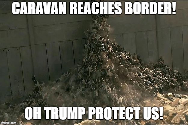 WWZ | CARAVAN REACHES BORDER! OH TRUMP PROTECT US! | image tagged in wwz | made w/ Imgflip meme maker