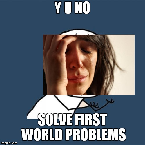 Y U No | Y U NO; SOLVE FIRST WORLD PROBLEMS | image tagged in memes,y u no | made w/ Imgflip meme maker