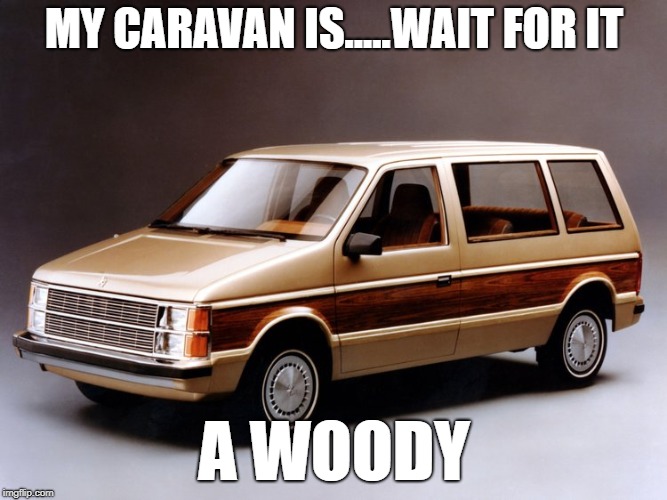 Brown Caravan meme | MY CARAVAN IS.....WAIT FOR IT; A WOODY | image tagged in brown caravan meme | made w/ Imgflip meme maker