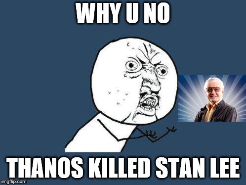 Why you no | WHY U NO; THANOS KILLED STAN LEE | image tagged in why you no | made w/ Imgflip meme maker