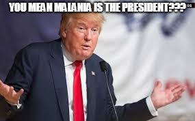 Malania | YOU MEAN MALANIA IS THE PRESIDENT??? | image tagged in political humor | made w/ Imgflip meme maker