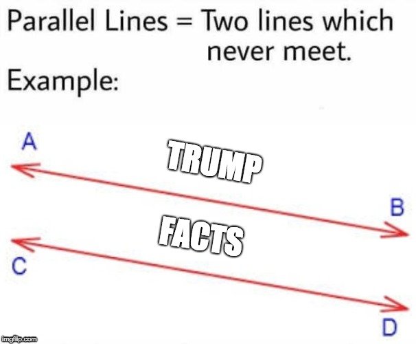 "Facts" | TRUMP; FACTS | image tagged in parallel lines | made w/ Imgflip meme maker