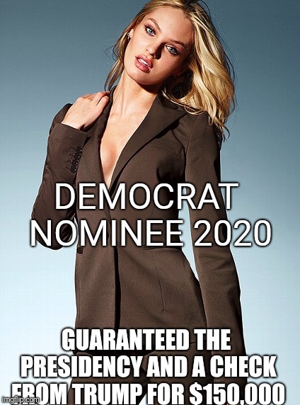 Madam President | DEMOCRAT NOMINEE 2020; GUARANTEED THE PRESIDENCY AND A CHECK FROM TRUMP FOR $150,000 | image tagged in hot business woman,trump,election,politics,funny,hot | made w/ Imgflip meme maker