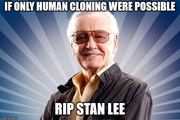 Stan Lee | IF ONLY HUMAN CLONING WERE POSSIBLE; RIP STAN LEE | image tagged in stan lee | made w/ Imgflip meme maker