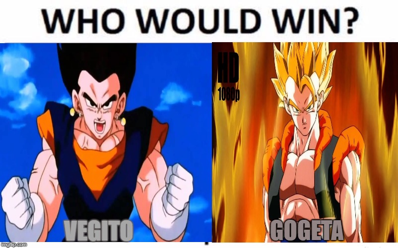 Vegito vs Gogeta | GOGETA; VEGITO | image tagged in who would win,dragon ball z,dragon ball super,memes | made w/ Imgflip meme maker