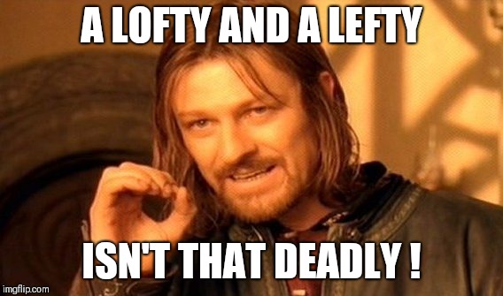 One Does Not Simply Meme | A LOFTY AND A LEFTY; ISN'T THAT DEADLY ! | image tagged in memes,one does not simply | made w/ Imgflip meme maker