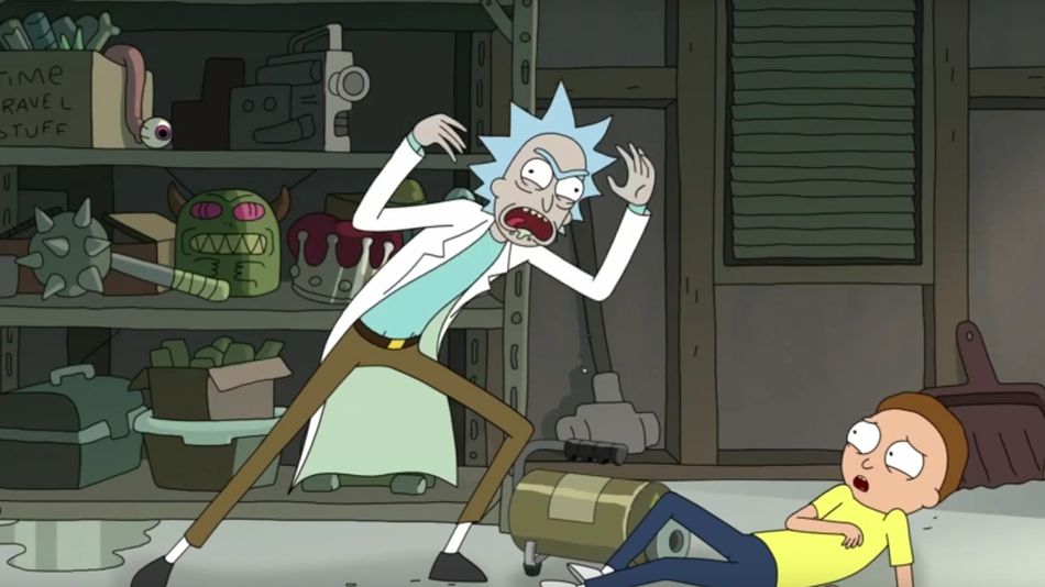 Rick shouting at Morty Blank Meme Template