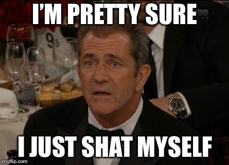 Confused Mel Gibson Meme | I’M PRETTY SURE; I JUST SHAT MYSELF | image tagged in memes,confused mel gibson | made w/ Imgflip meme maker