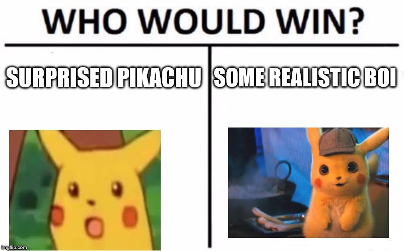 Who Would Win? | SURPRISED PIKACHU; SOME REALISTIC BOI | image tagged in memes,who would win | made w/ Imgflip meme maker