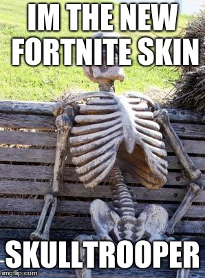 Waiting Skeleton | IM THE NEW FORTNITE SKIN; SKULLTROOPER | image tagged in memes,waiting skeleton | made w/ Imgflip meme maker