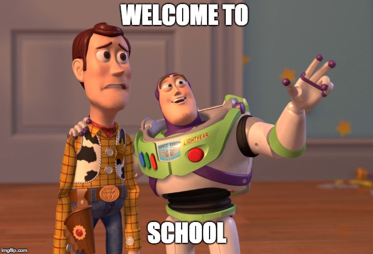 X, X Everywhere Meme | WELCOME TO; SCHOOL | image tagged in memes,x x everywhere | made w/ Imgflip meme maker