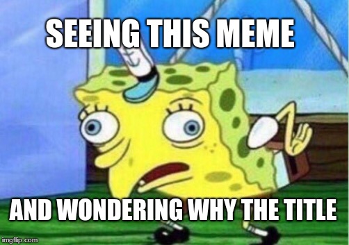 Mocking Spongebob Meme | SEEING THIS MEME AND WONDERING WHY THE TITLE | image tagged in memes,mocking spongebob | made w/ Imgflip meme maker