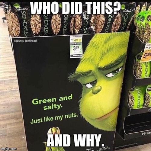 The Grinch | WHO DID THIS? AND WHY. | image tagged in the grinch | made w/ Imgflip meme maker