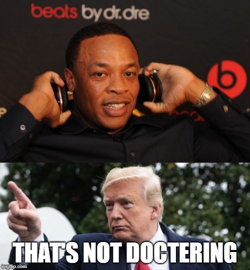 That's Not Doctering | THAT'S NOT DOCTERING | image tagged in president trump,dr dre | made w/ Imgflip meme maker