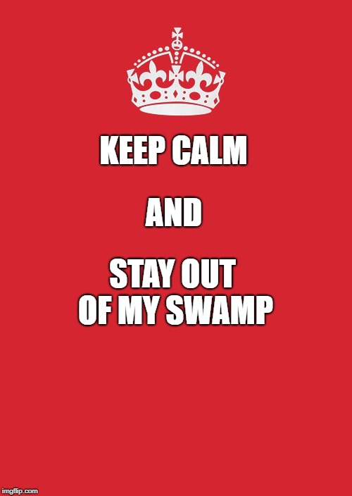 Keep Calm And Carry On Red Meme | KEEP CALM; AND; STAY OUT OF MY SWAMP | image tagged in memes,keep calm and carry on red | made w/ Imgflip meme maker