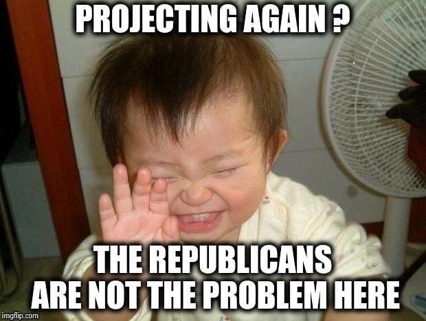Happy Baby | PROJECTING AGAIN ? THE REPUBLICANS ARE NOT THE PROBLEM HERE | image tagged in happy baby | made w/ Imgflip meme maker