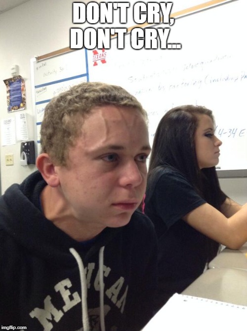 Trying to Hold a Fart Next to a Cute Girl in Class | DON'T CRY, DON'T CRY... | image tagged in trying to hold a fart next to a cute girl in class | made w/ Imgflip meme maker
