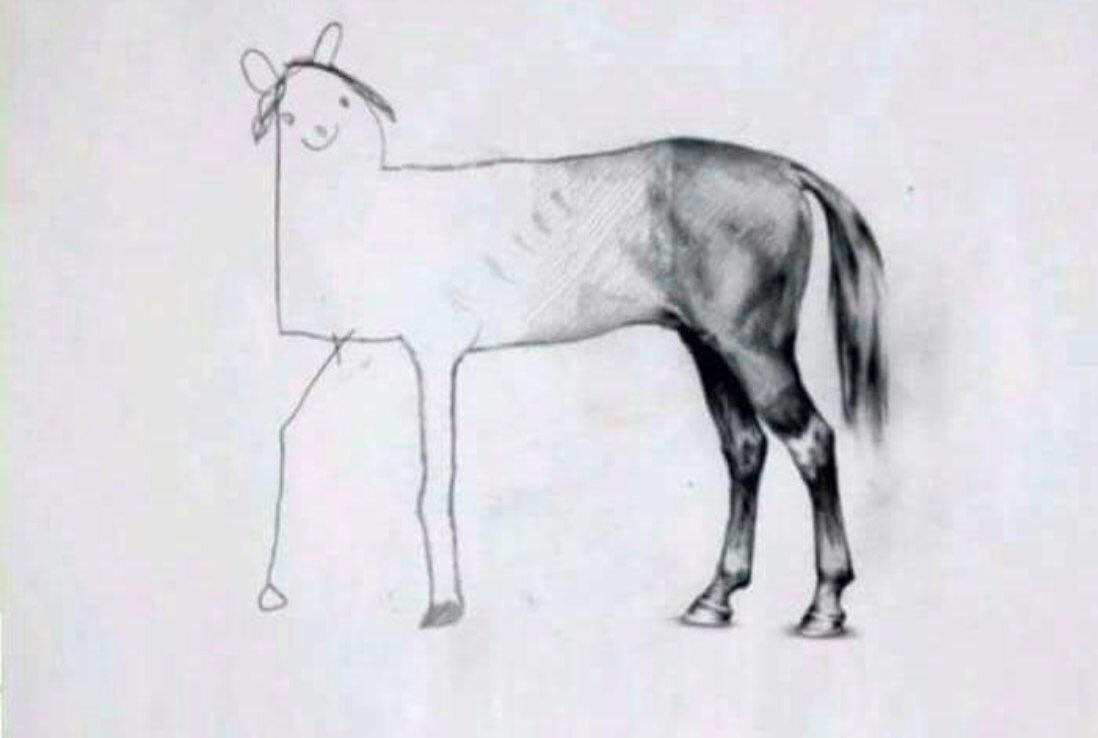 Half badly drawn horse Blank Meme Template