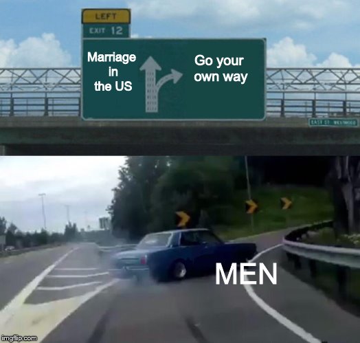 More and more men are waking up.... | Marriage in the US; Go your own way; MEN | image tagged in memes,left exit 12 off ramp,mgtow | made w/ Imgflip meme maker