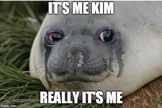 Crying Seal | IT'S ME KIM; REALLY IT'S ME | image tagged in crying seal | made w/ Imgflip meme maker