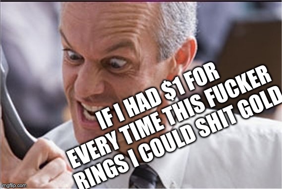 Gold Digger | IF I HAD $1 FOR EVERY TIME THIS F**KER RINGS I COULD SHIT GOLD | image tagged in ring a loop,foop ga loo,ferigno,feringie,caca cell phone crap,blow a goat fucktards | made w/ Imgflip meme maker