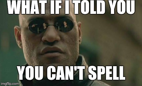 Matrix Morpheus Meme | WHAT IF I TOLD YOU YOU CAN'T SPELL | image tagged in memes,matrix morpheus | made w/ Imgflip meme maker