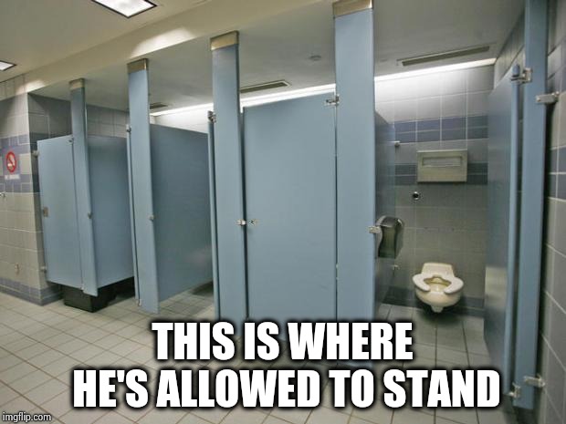 Bathroom stall | THIS IS WHERE HE'S ALLOWED TO STAND | image tagged in bathroom stall | made w/ Imgflip meme maker