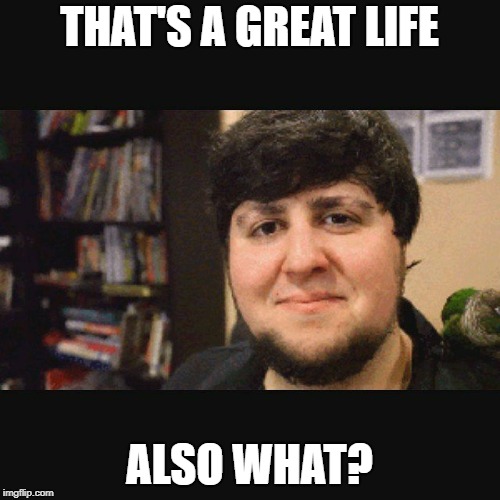 JonTron Srsly | THAT'S A GREAT LIFE ALSO WHAT? | image tagged in jontron srsly | made w/ Imgflip meme maker