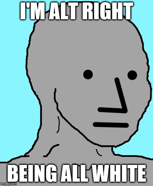 NPC | I'M ALT RIGHT; BEING ALL WHITE | image tagged in memes,npc | made w/ Imgflip meme maker