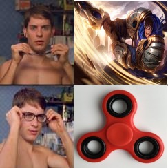 The truth of Garen | image tagged in peter parker glasses,league of legends | made w/ Imgflip meme maker