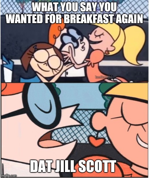 Dexters Lab | WHAT YOU SAY YOU WANTED FOR BREAKFAST AGAIN; DAT JILL SCOTT | image tagged in dexters lab | made w/ Imgflip meme maker