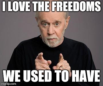 george carlin | I LOVE THE FREEDOMS WE USED TO HAVE | image tagged in george carlin | made w/ Imgflip meme maker