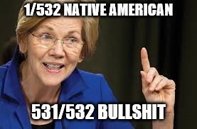 1/532 NATIVE AMERICAN; 531/532 BULLSHIT | image tagged in elizabeth warren | made w/ Imgflip meme maker