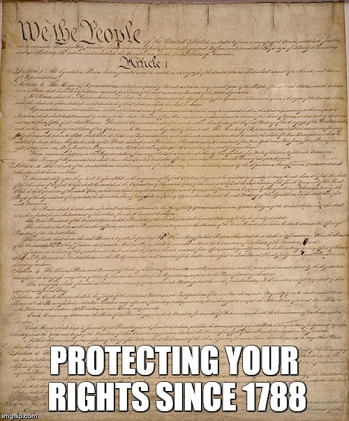 PROTECTING YOUR RIGHTS SINCE 1788 | made w/ Imgflip meme maker