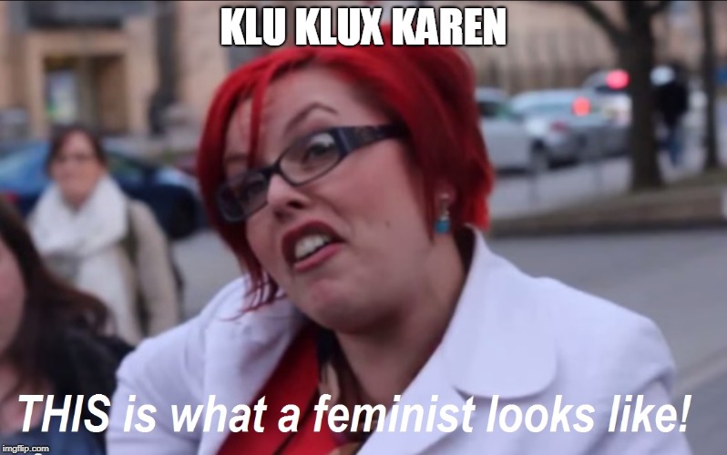 KLU KLUX KAREN | image tagged in feminist,alt right | made w/ Imgflip meme maker