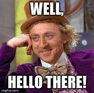 Creepy Condescending Wonka Meme | WELL, HELLO THERE! | image tagged in memes,creepy condescending wonka | made w/ Imgflip meme maker